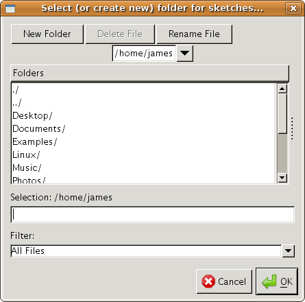 Choose directory for sketches