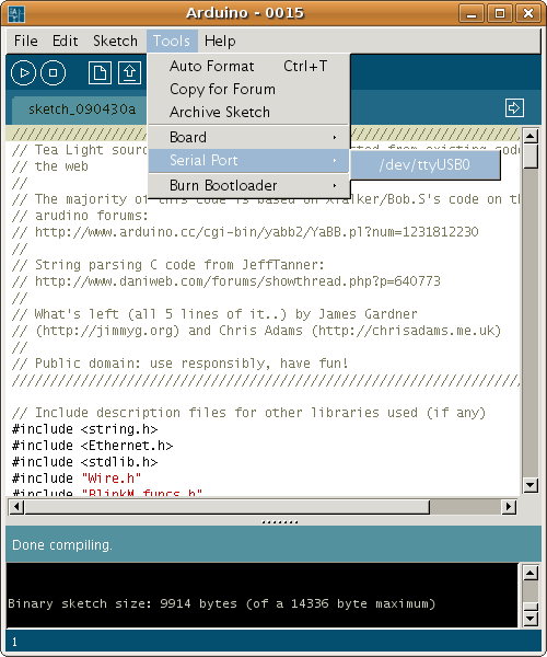 Choosing the serial port