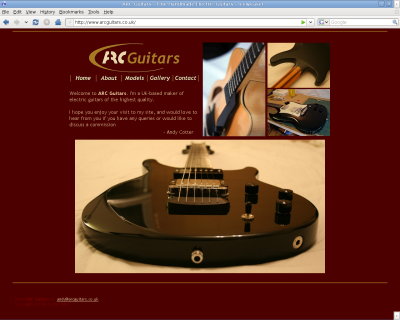 Screenshot of arcguitars.co.uk