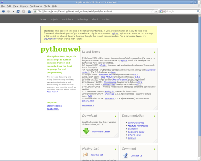 Screenshot of pythonweb.org